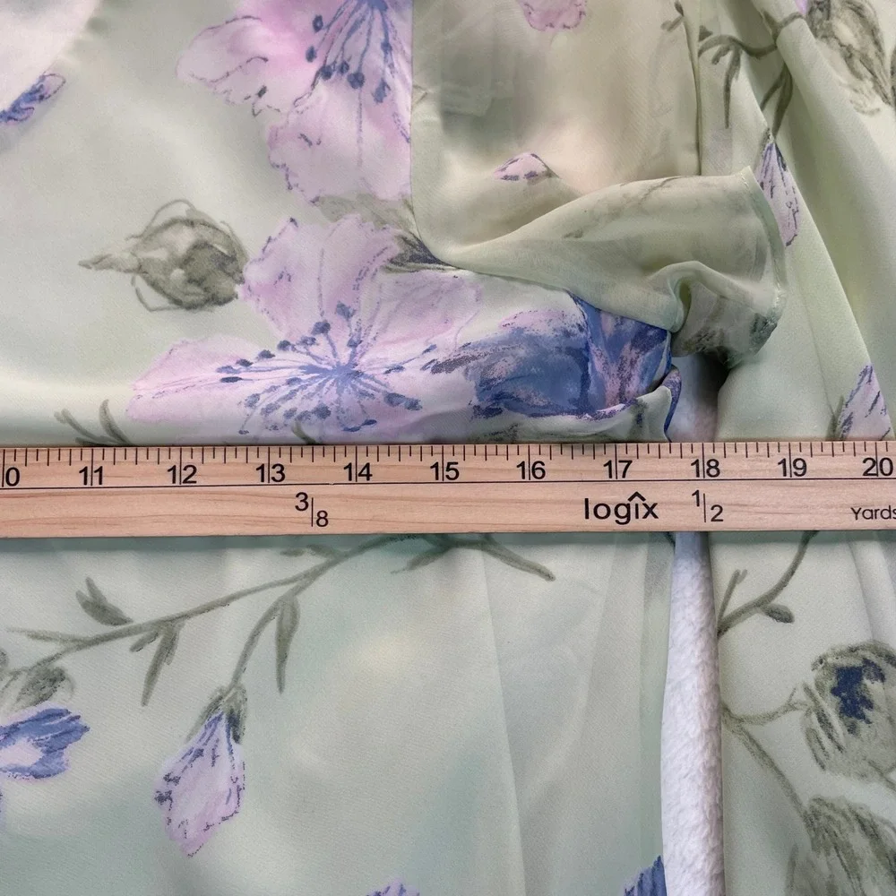 VTG Maxi Skirt 2 Pc Set Women M Floral Fairy Chiffon Lettuce Hem Church Romantic